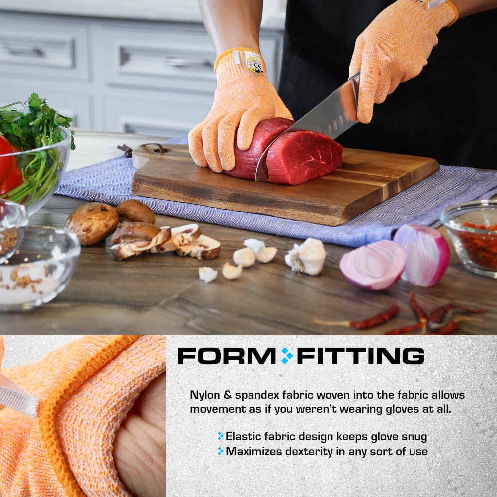 Ultra Durable Series Cut Resistant Gloves - Cutting Gloves for Chefs, BBQ and Cooking - Level 5 Protection, Food Grade Safe Cut - Purple, Large Size