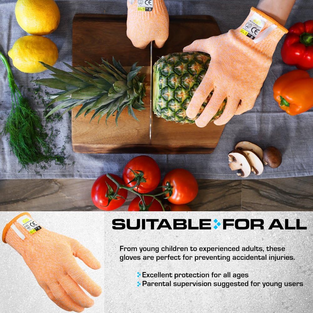 Ultra Durable Series Cut Resistant Gloves - Cutting Gloves for Chefs, BBQ and Cooking - Level 5 Protection, Food Grade Safe Cut - Purple, Large Size