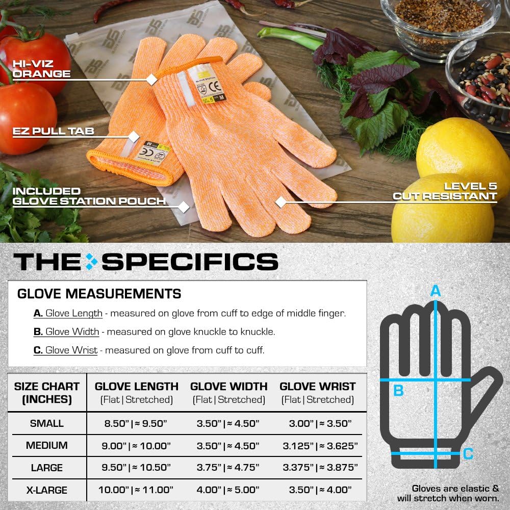 Ultra Durable Series Cut Resistant Gloves - Cutting Gloves for Chefs, BBQ and Cooking - Level 5 Protection, Food Grade Safe Cut - Purple, Large Size