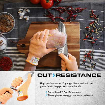 Ultra Durable Series Cut Resistant Gloves - Cutting Gloves for Chefs, BBQ and Cooking - Level 5 Protection, Food Grade Safe Cut - Purple, Large Size