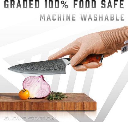 Ultra Durable Series Cut Resistant Gloves - Cutting Gloves for Chefs, BBQ and Cooking - Level 5 Protection, Food Grade Safe Cut - Purple, Large Size
