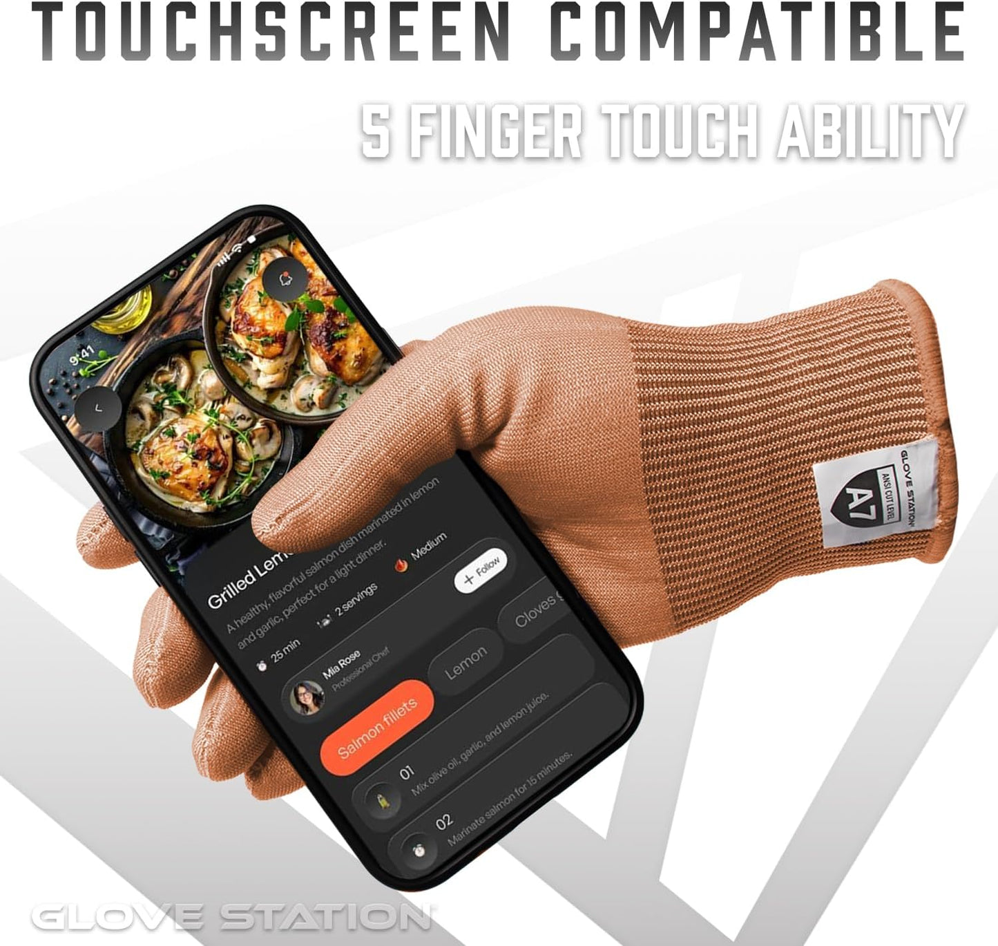 Ultra Durable Series Cut Resistant Gloves - Cutting Gloves for Chefs, BBQ and Cooking - Level 5 Protection, Food Grade Safe Cut - Purple, Large Size