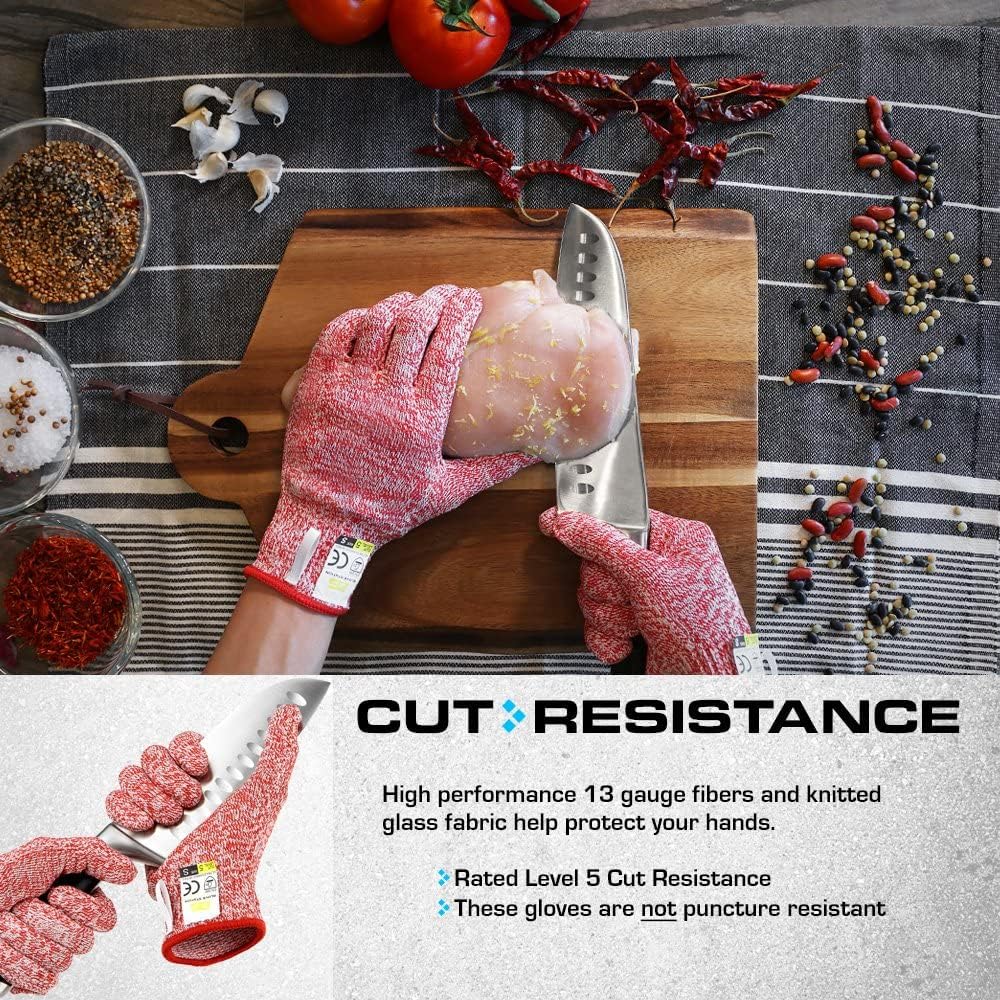 Ultra Durable Series Cut Resistant Gloves - Cutting Gloves for Chefs, BBQ and Cooking - Level 5 Protection, Food Grade Safe Cut - Purple, Large Size