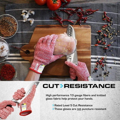 Ultra Durable Series Cut Resistant Gloves - Cutting Gloves for Chefs, BBQ and Cooking - Level 5 Protection, Food Grade Safe Cut - Purple, Large Size