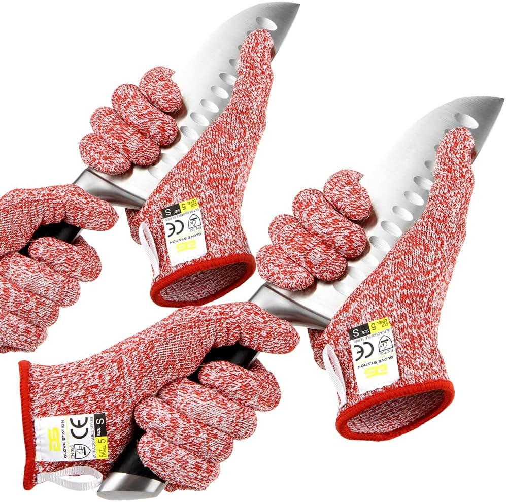 Ultra Durable Series Cut Resistant Gloves - Cutting Gloves for Chefs, BBQ and Cooking - Level 5 Protection, Food Grade Safe Cut - Purple, Large Size
