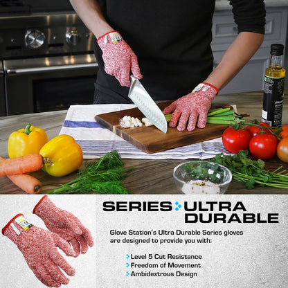 Ultra Durable Series Cut Resistant Gloves - Cutting Gloves for Chefs, BBQ and Cooking - Level 5 Protection, Food Grade Safe Cut - Purple, Large Size