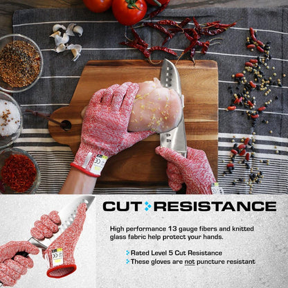 Ultra Durable Series Cut Resistant Gloves - Cutting Gloves for Chefs, BBQ and Cooking - Level 5 Protection, Food Grade Safe Cut - Purple, Large Size