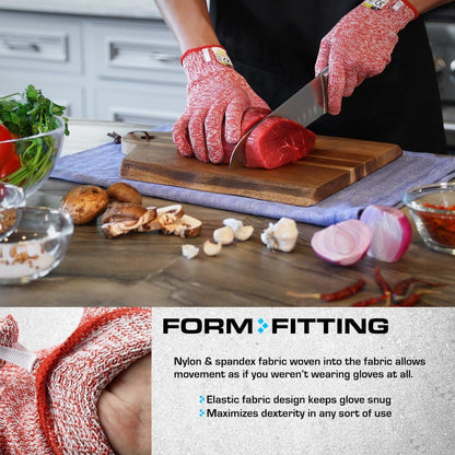 Ultra Durable Series Cut Resistant Gloves - Cutting Gloves for Chefs, BBQ and Cooking - Level 5 Protection, Food Grade Safe Cut - Purple, Large Size