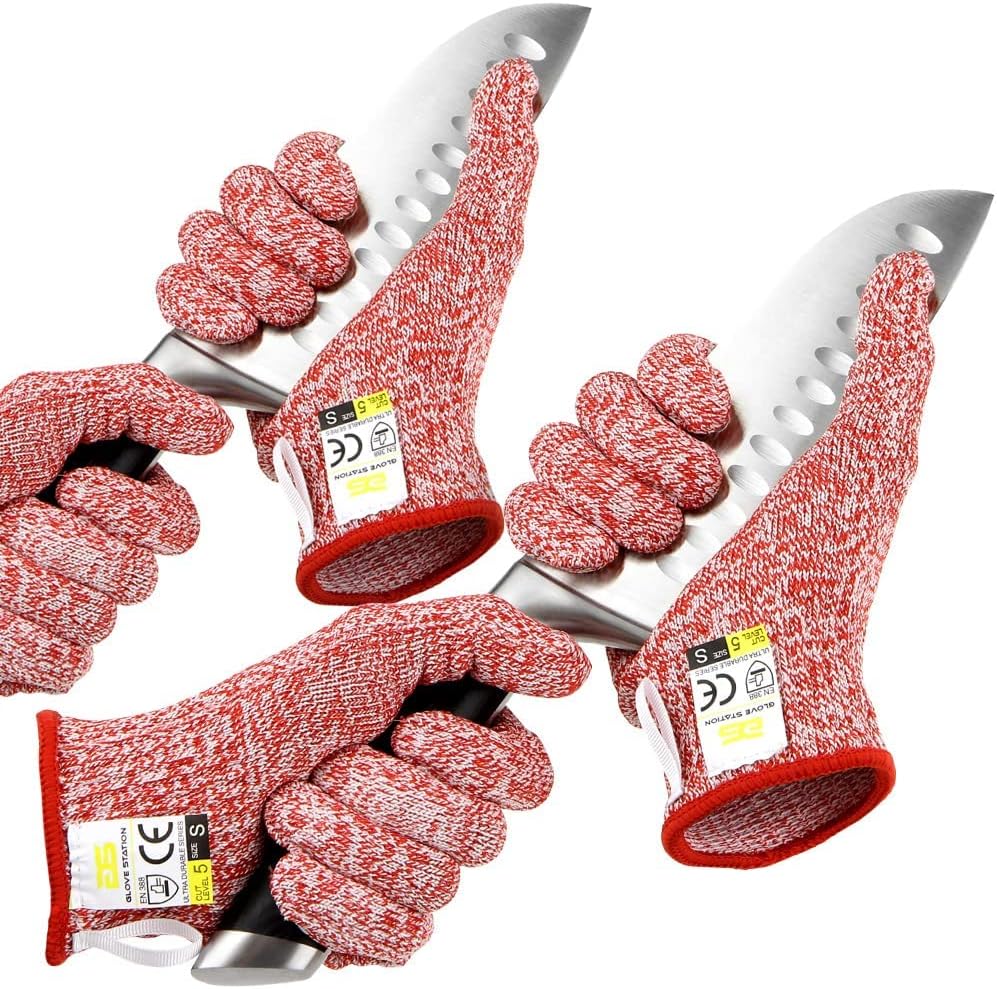 Ultra Durable Series Cut Resistant Gloves - Cutting Gloves for Chefs, BBQ and Cooking - Level 5 Protection, Food Grade Safe Cut - Purple, Large Size