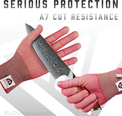 Ultra Durable Series Cut Resistant Gloves - Cutting Gloves for Chefs, BBQ and Cooking - Level 5 Protection, Food Grade Safe Cut - Purple, Large Size