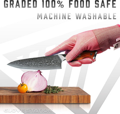 Ultra Durable Series Cut Resistant Gloves - Cutting Gloves for Chefs, BBQ and Cooking - Level 5 Protection, Food Grade Safe Cut - Purple, Large Size