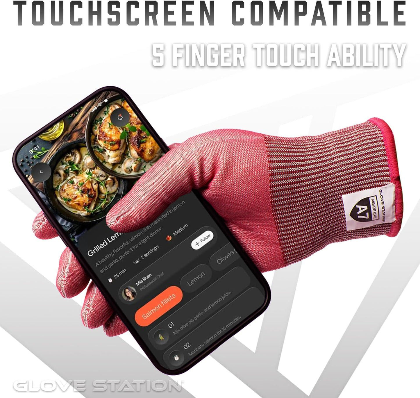 Ultra Durable Series Cut Resistant Gloves - Cutting Gloves for Chefs, BBQ and Cooking - Level 5 Protection, Food Grade Safe Cut - Purple, Large Size