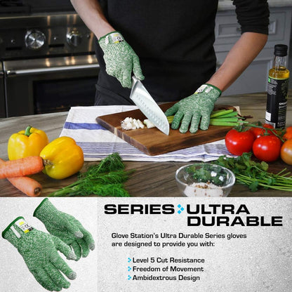 Ultra Durable Series Cut Resistant Gloves - Cutting Gloves for Chefs, BBQ and Cooking - Level 5 Protection, Food Grade Safe Cut - Purple, Large Size