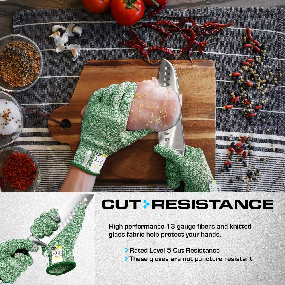 Ultra Durable Series Cut Resistant Gloves - Cutting Gloves for Chefs, BBQ and Cooking - Level 5 Protection, Food Grade Safe Cut - Purple, Large Size