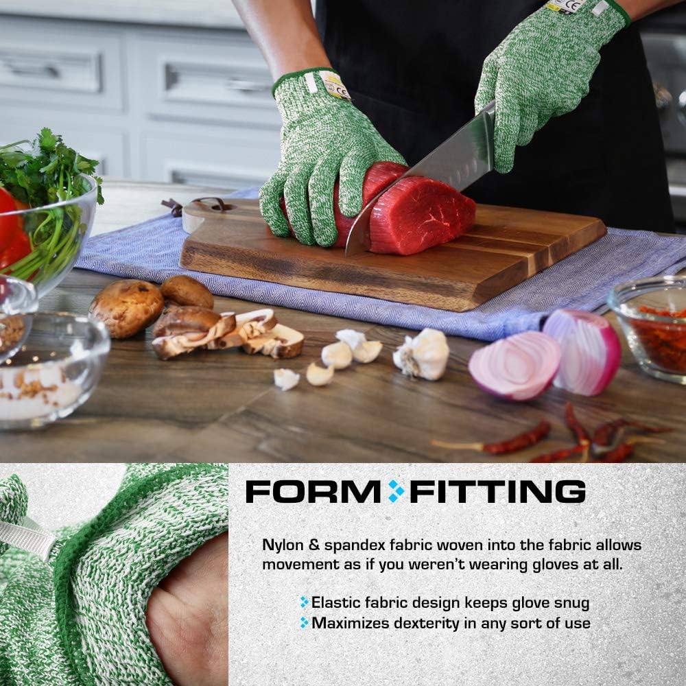 Ultra Durable Series Cut Resistant Gloves - Cutting Gloves for Chefs, BBQ and Cooking - Level 5 Protection, Food Grade Safe Cut - Purple, Large Size