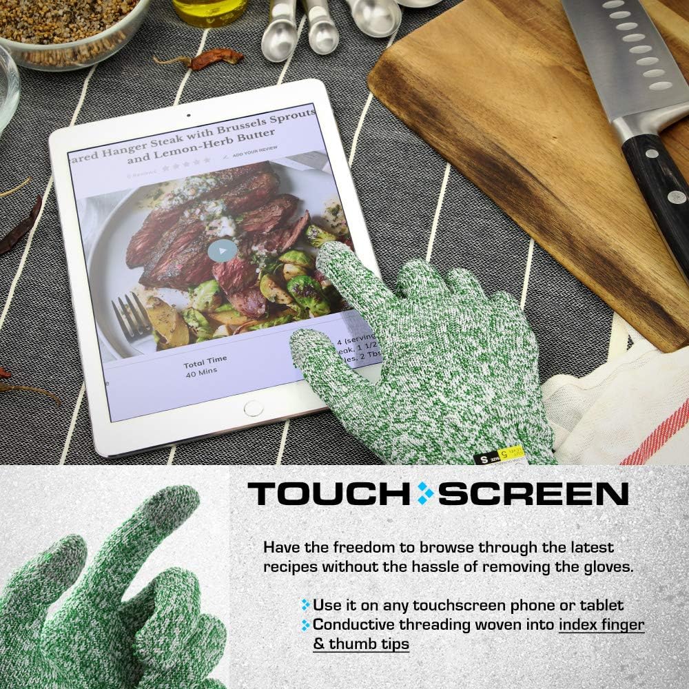 Ultra Durable Series Cut Resistant Gloves - Cutting Gloves for Chefs, BBQ and Cooking - Level 5 Protection, Food Grade Safe Cut - Purple, Large Size