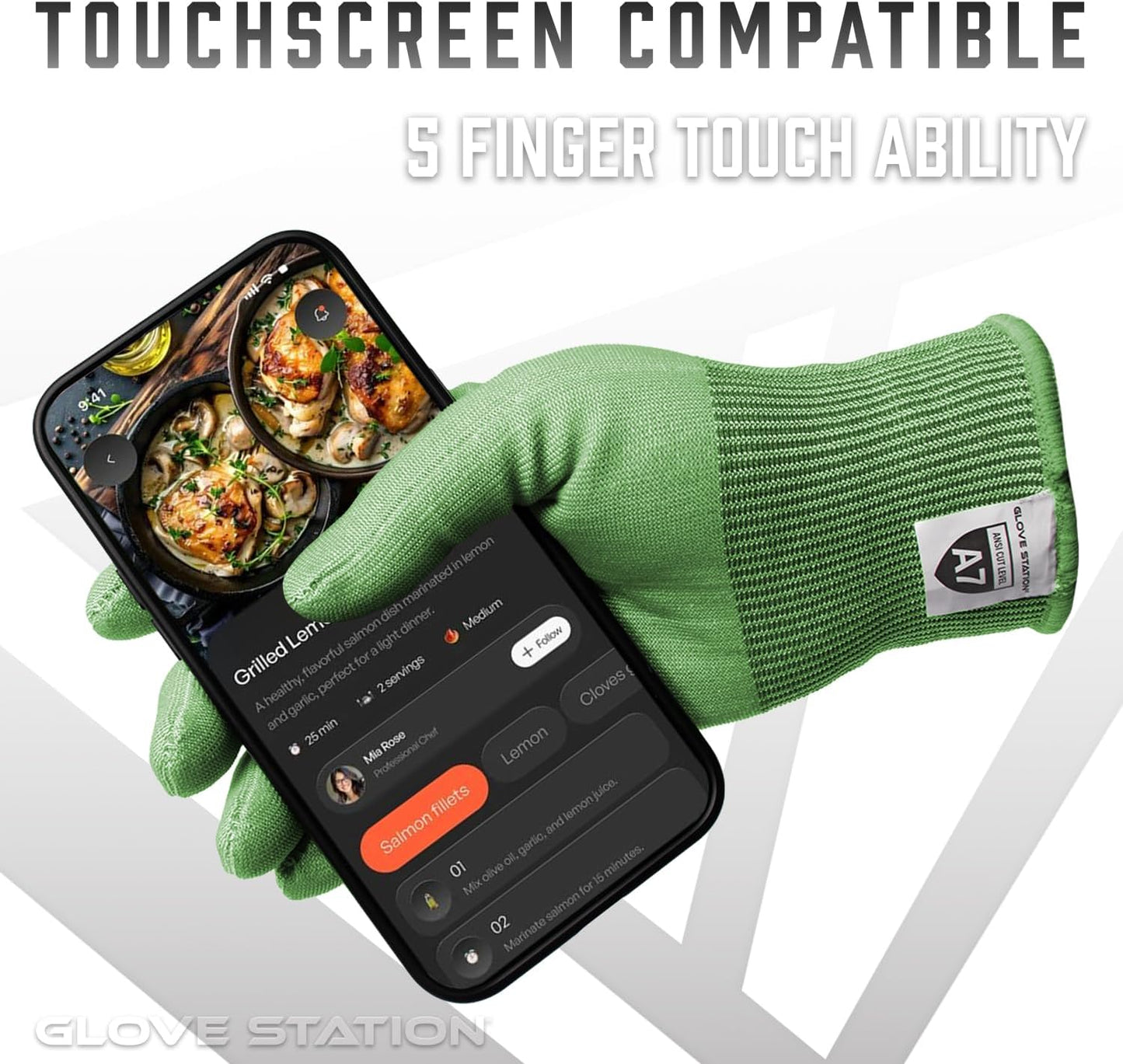 Ultra Durable Series Cut Resistant Gloves - Cutting Gloves for Chefs, BBQ and Cooking - Level 5 Protection, Food Grade Safe Cut - Purple, Large Size