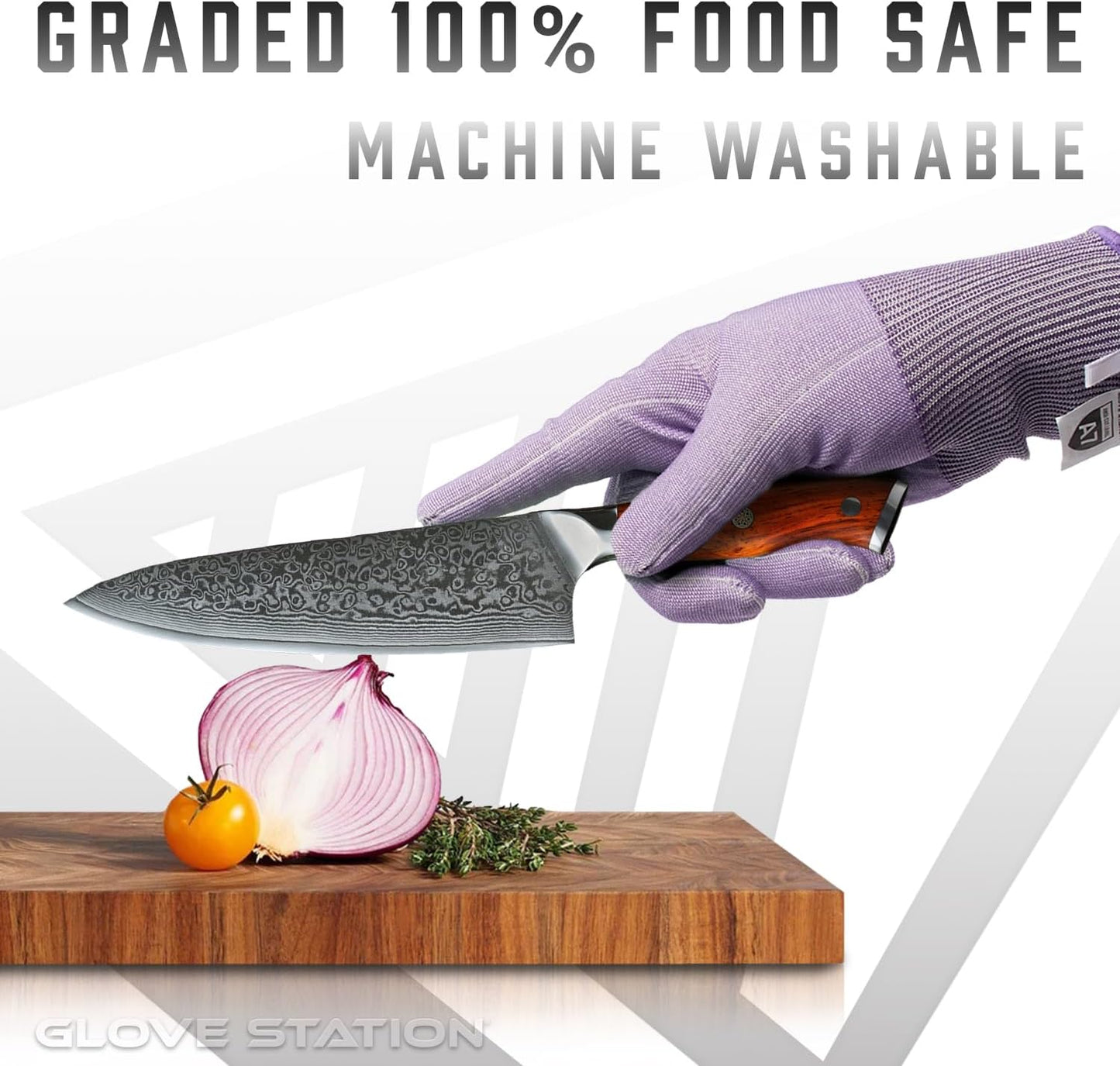 Ultra Durable Series Cut Resistant Gloves - Cutting Gloves for Chefs, BBQ and Cooking - Level 5 Protection, Food Grade Safe Cut - Purple, Large Size