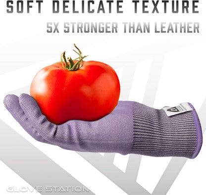 Ultra Durable Series Cut Resistant Gloves - Cutting Gloves for Chefs, BBQ and Cooking - Level 5 Protection, Food Grade Safe Cut - Purple, Large Size
