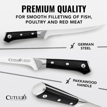Fillet Knife, 7" Flexible Boning Knife for Fish & Meat | Razor Sharp High Carbon German Steel, Full Tang Ergonomic Handle – Grilling Gift for Men