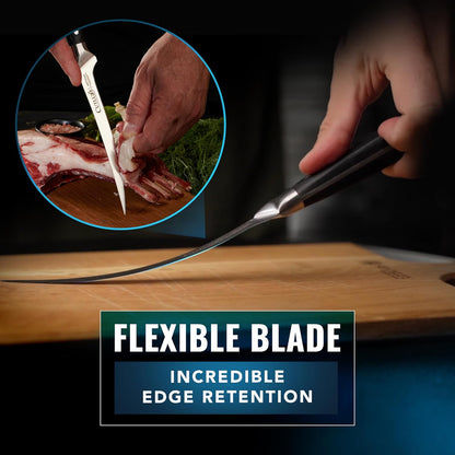Fillet Knife, 7" Flexible Boning Knife for Fish & Meat | Razor Sharp High Carbon German Steel, Full Tang Ergonomic Handle – Grilling Gift for Men
