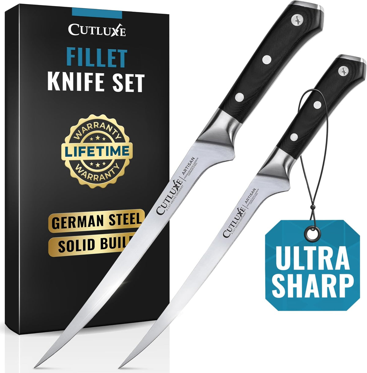 Fillet Knife, 7" Flexible Boning Knife for Fish & Meat | Razor Sharp High Carbon German Steel, Full Tang Ergonomic Handle – Grilling Gift for Men