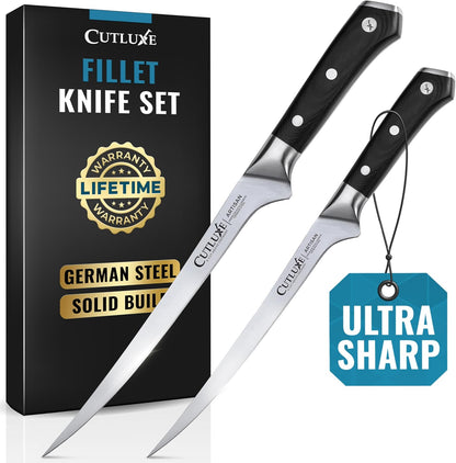 Fillet Knife, 7" Flexible Boning Knife for Fish & Meat | Razor Sharp High Carbon German Steel, Full Tang Ergonomic Handle – Grilling Gift for Men