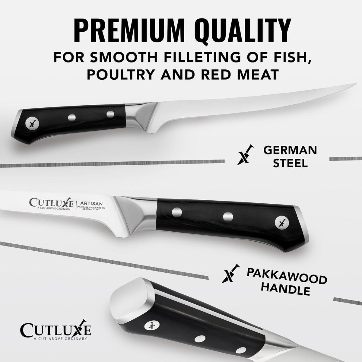 Fillet Knife, 7" Flexible Boning Knife for Fish & Meat | Razor Sharp High Carbon German Steel, Full Tang Ergonomic Handle – Grilling Gift for Men