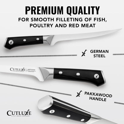 Fillet Knife, 7" Flexible Boning Knife for Fish & Meat | Razor Sharp High Carbon German Steel, Full Tang Ergonomic Handle – Grilling Gift for Men