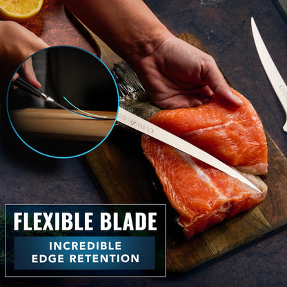 Fillet Knife, 7" Flexible Boning Knife for Fish & Meat | Razor Sharp High Carbon German Steel, Full Tang Ergonomic Handle – Grilling Gift for Men