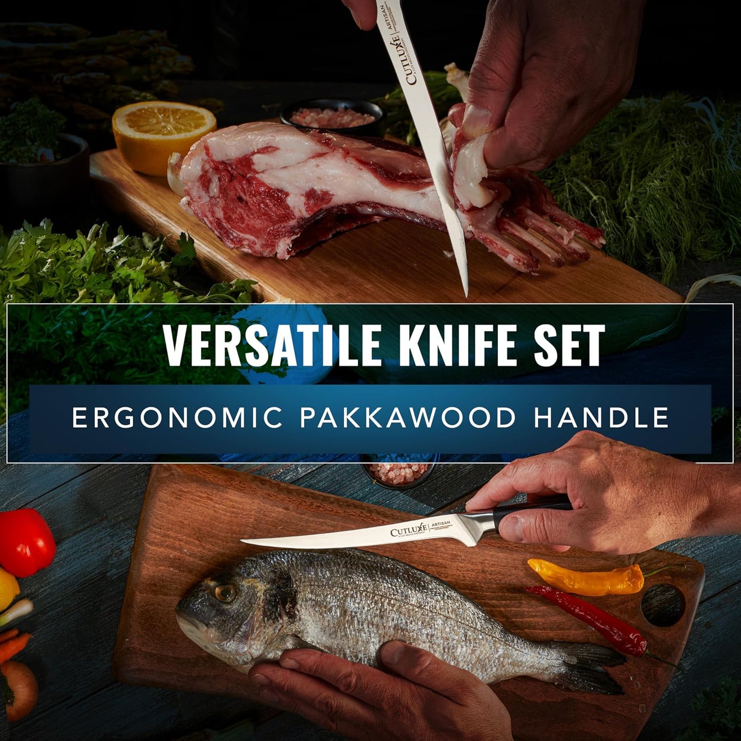 Fillet Knife, 7" Flexible Boning Knife for Fish & Meat | Razor Sharp High Carbon German Steel, Full Tang Ergonomic Handle – Grilling Gift for Men
