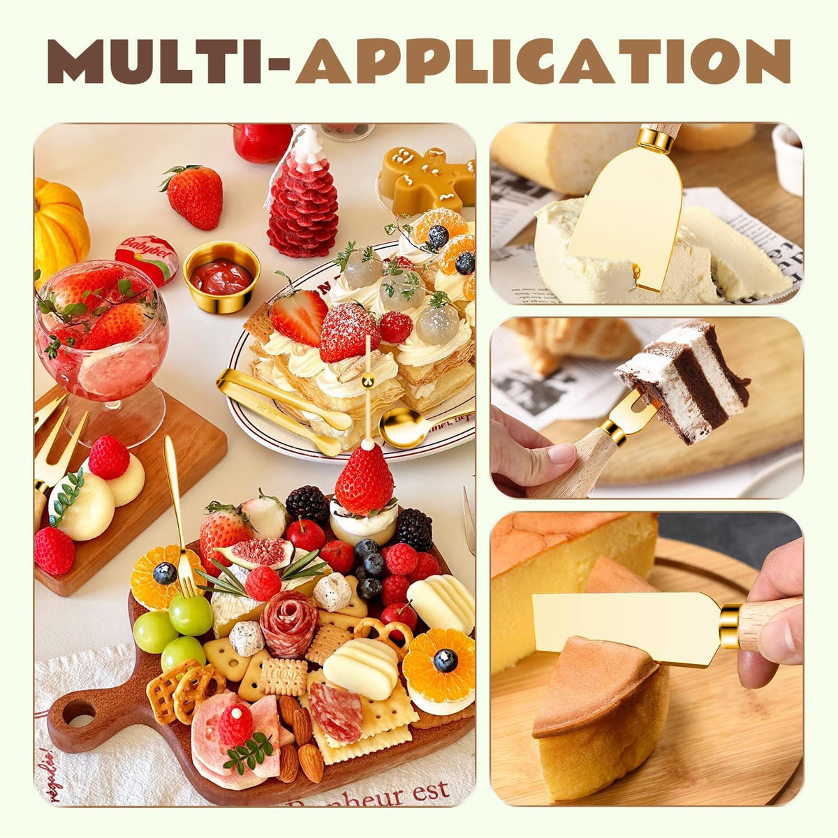 169 Pcs Charcuterie Boards Accessories Gold Charcuterie Utensils Cheese Butter Spreader Knife Set Small Serving Tongs Forks and Spoons Dipping Bowls Honey Dipper Toothpick Flags Cocktail Picks