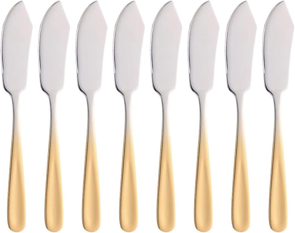 Cheese Butter Knife, Stainless Steel 18/10 6" Mini Desert Knives, Breakfast Slicer Sandwich Spreader,Set of 8