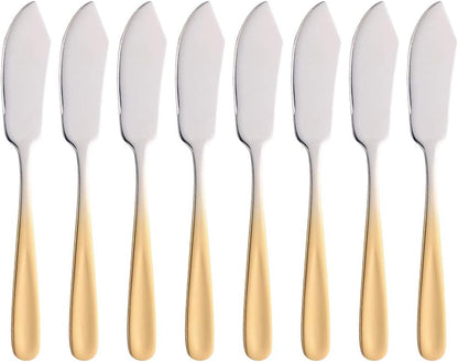 Cheese Butter Knife, Stainless Steel 18/10 6" Mini Desert Knives, Breakfast Slicer Sandwich Spreader,Set of 8