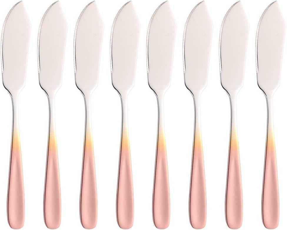 Cheese Butter Knife, Stainless Steel 18/10 6" Mini Desert Knives, Breakfast Slicer Sandwich Spreader,Set of 8