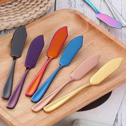 Cheese Butter Knife, Stainless Steel 18/10 6" Mini Desert Knives, Breakfast Slicer Sandwich Spreader,Set of 8