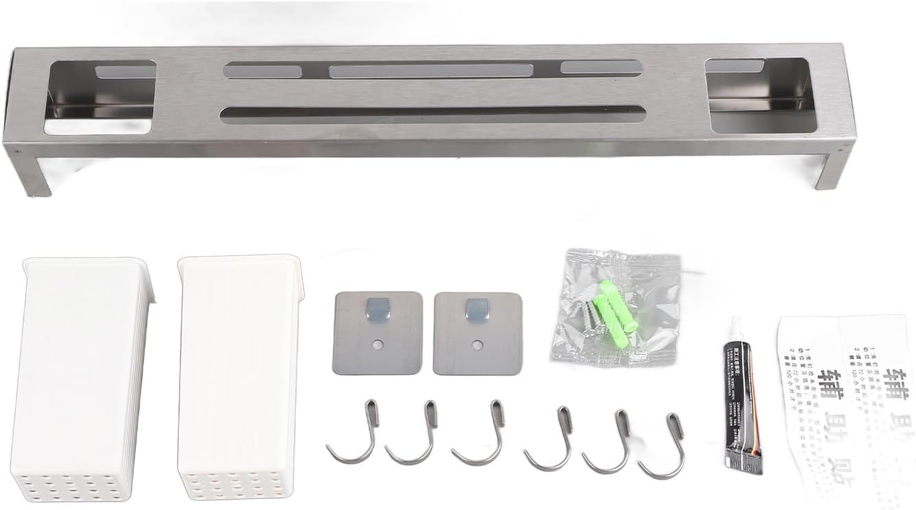 Stainless Steel Wall Mounted Knife Rack, Multifunction Organizer with Metal Hooks for Home, Kitchen Utensil Hanger