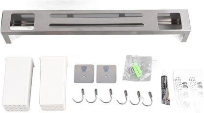 Stainless Steel Wall Mounted Knife Rack, Multifunction Organizer with Metal Hooks for Home, Kitchen Utensil Hanger