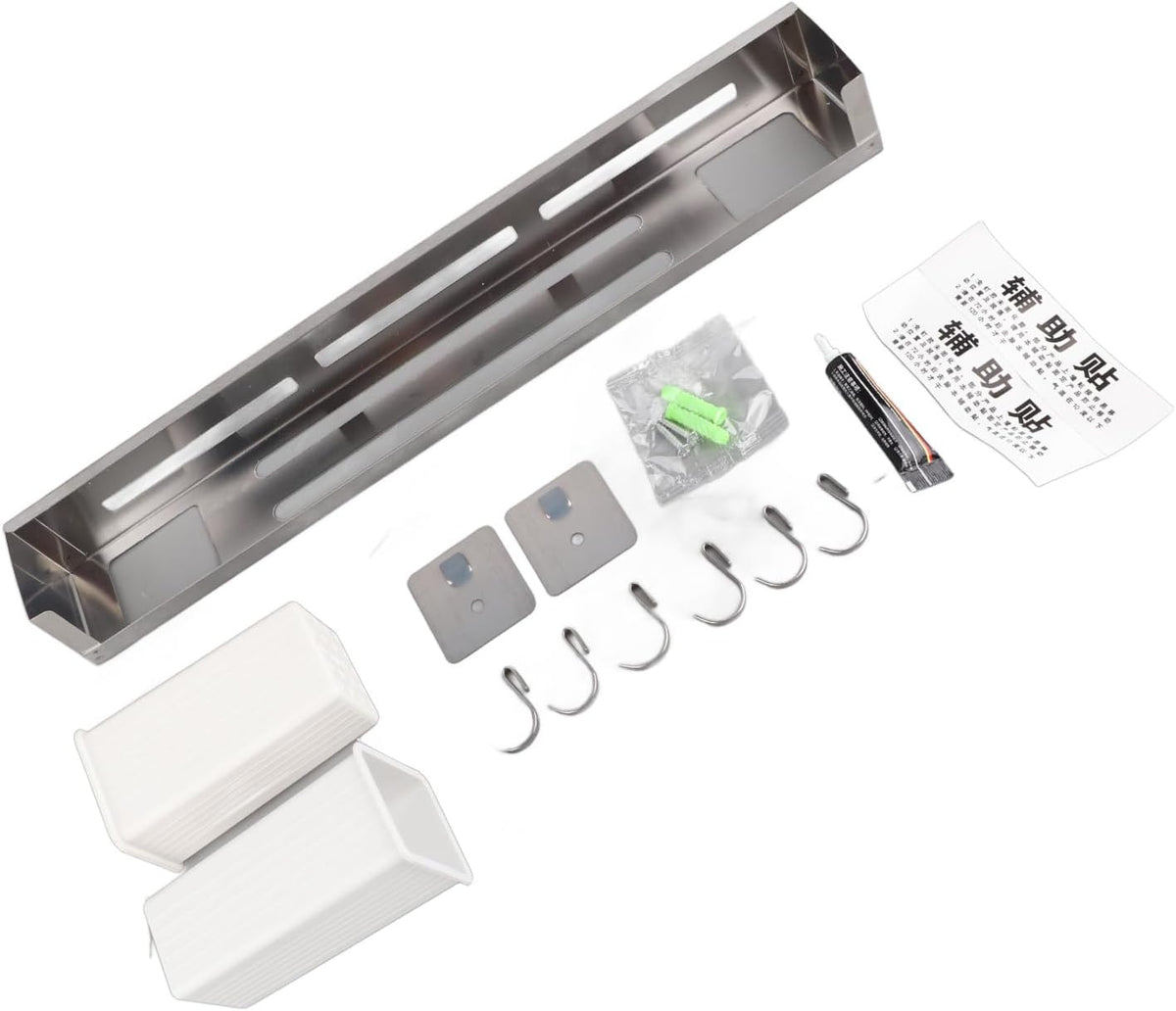 Stainless Steel Wall Mounted Knife Rack, Multifunction Organizer with Metal Hooks for Home, Kitchen Utensil Hanger
