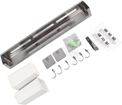 Stainless Steel Wall Mounted Knife Rack, Multifunction Organizer with Metal Hooks for Home, Kitchen Utensil Hanger