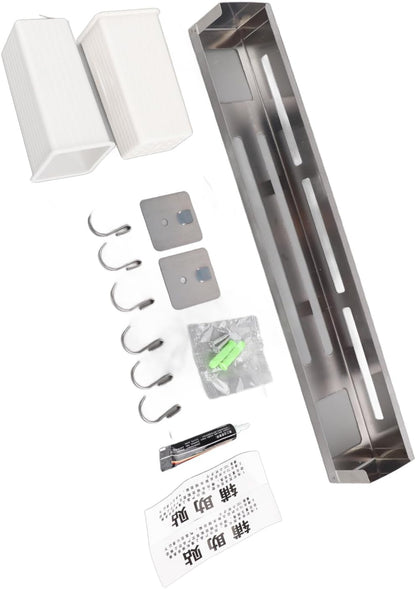 Stainless Steel Wall Mounted Knife Rack, Multifunction Organizer with Metal Hooks for Home, Kitchen Utensil Hanger