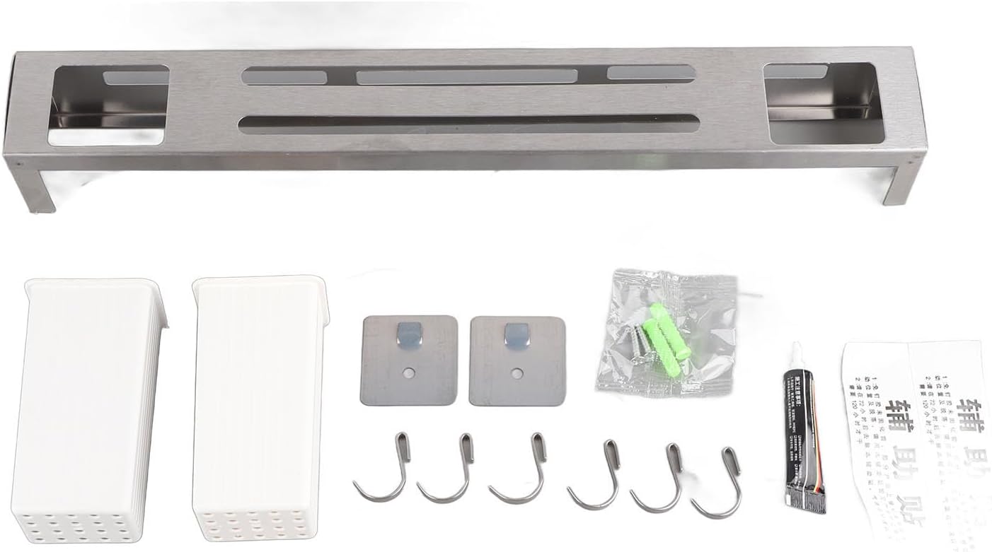 Stainless Steel Wall Mounted Knife Rack, Multifunction Organizer with Metal Hooks for Home, Kitchen Utensil Hanger