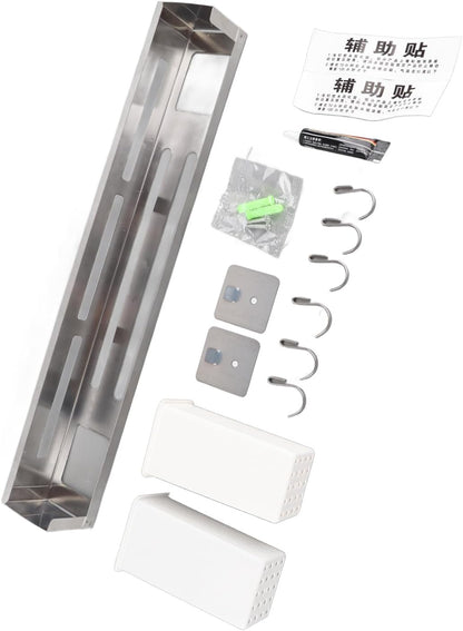 Stainless Steel Wall Mounted Knife Rack, Multifunction Organizer with Metal Hooks for Home, Kitchen Utensil Hanger