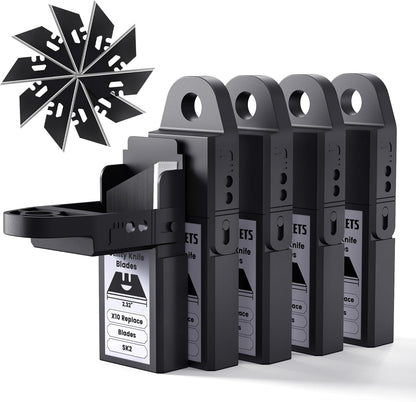 Replacement Blades for KUF01 Utility Knife and Scraper, 50pcs with Storage Case, Premium SK2 Material, Black Rust-Resistant, Heat Treated, Precision Sharpness