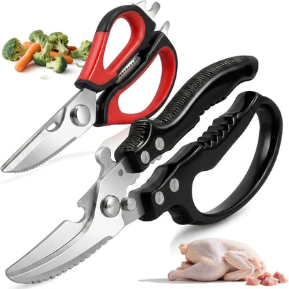 Kitchen Shears Heavy Duty Stainless Steel Cooking Scissors 2 Pack | Ultra Sharp Stainless Steel Cuts Meat Chicken Bones Vegetables Durable Heavy Duty Multi Function Kitchen Cooking Scissors Set