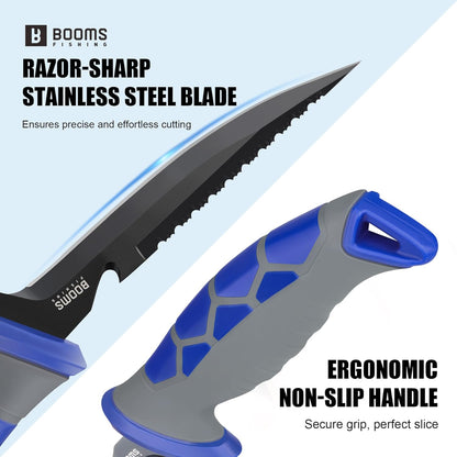 Fillet Knife Set: 5" Bait Knife, 7" & 9" Filet Knives with Sharpening Steel and Storage Case - Non-Slip Handles, Vented Sheaths for Saltwater & Freshwater - Ideal Fishing Gift for Men