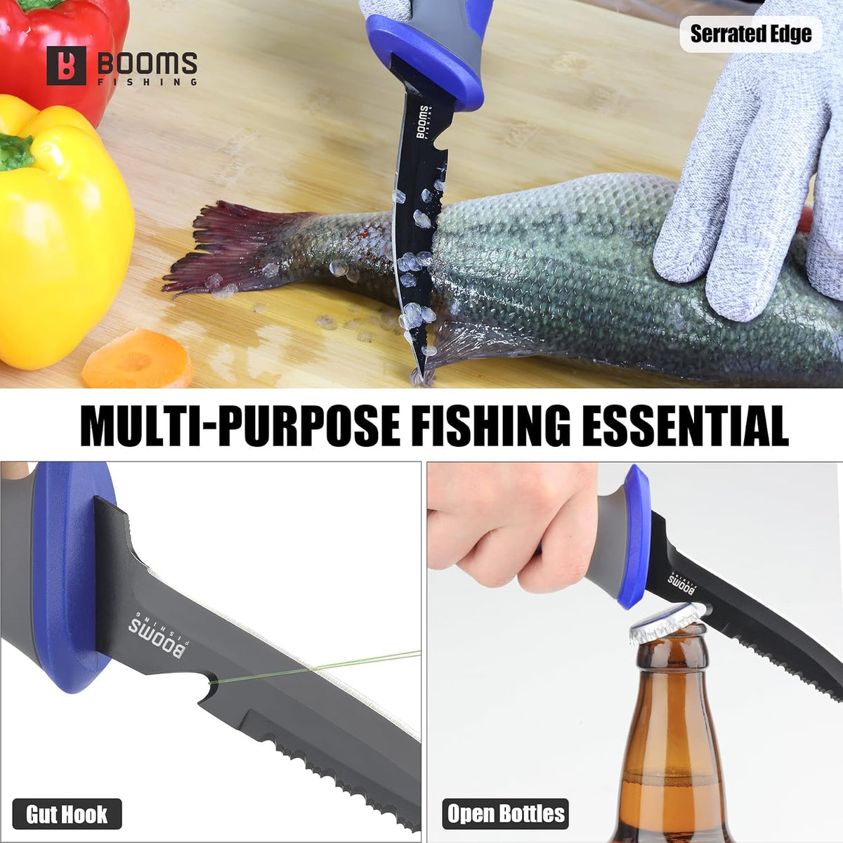 Fillet Knife Set: 5" Bait Knife, 7" & 9" Filet Knives with Sharpening Steel and Storage Case - Non-Slip Handles, Vented Sheaths for Saltwater & Freshwater - Ideal Fishing Gift for Men