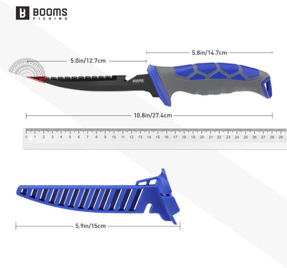 Fillet Knife Set: 5" Bait Knife, 7" & 9" Filet Knives with Sharpening Steel and Storage Case - Non-Slip Handles, Vented Sheaths for Saltwater & Freshwater - Ideal Fishing Gift for Men