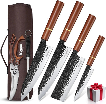 Huusk Japanese Knife Set 3 PCS - Stainless Chef Knife Set with Sheath
