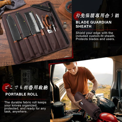 Huusk Japanese Knife Set 3 PCS - Stainless Chef Knife Set with Sheath